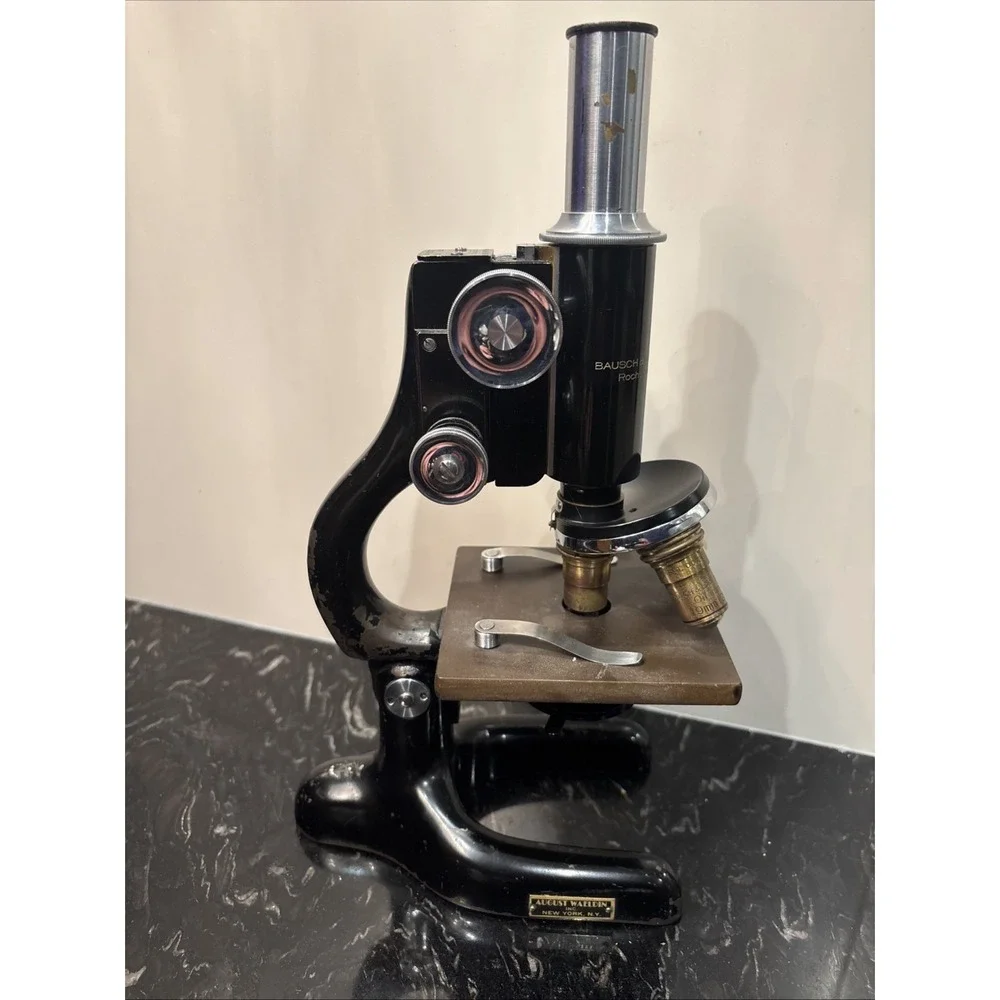 Bausch&Lomb Pat Jan 5,1915 August Waeldin Optical Microscope W/Wooden Case & Key